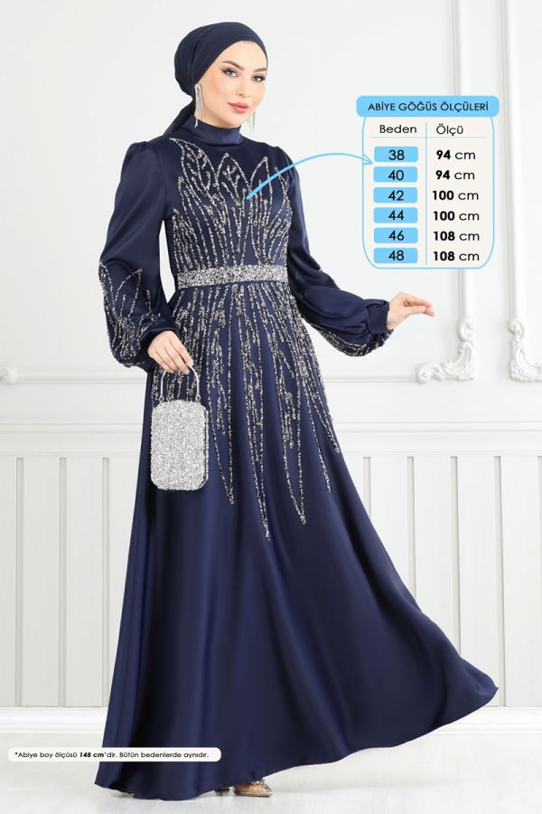 Modaselvim ABİYE Taş Detay Saten Abiye 5675EDF311 Laci