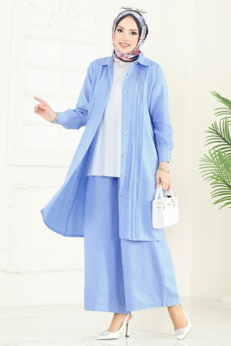 moda selvim Taş Detay Sofia Takım 3105HBS856 Bebe Mavisi - Thumbnail