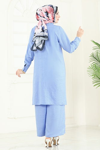 moda selvim Taş Detay Sofia Takım 3105HBS856 Bebe Mavisi - Thumbnail