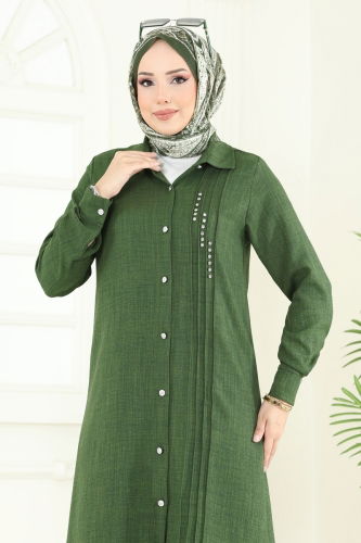moda selvim Taş Detay Sofia Takım 3105HBS856 Haki - Thumbnail