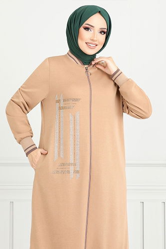 moda selvim Taş Detay Tesettür Takım 9123PL940-M Vizyon - Thumbnail