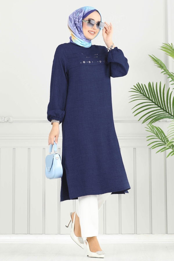 Modaselvim Tunik Taş Detay Tesettür Tunik 3123HBS856 Laci