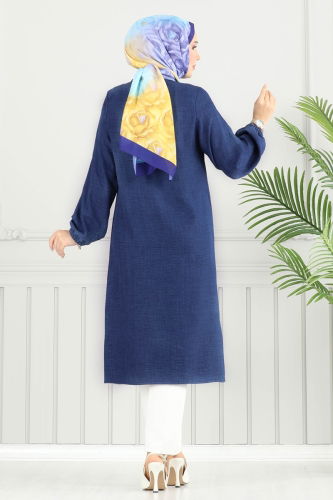 moda selvim Taş Detay Tesettür Tunik 3123HBS856 Laci - Thumbnail