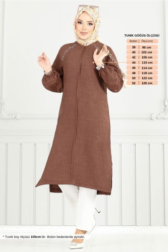 MRV H.B.S. - Taş Detay Tesettür Tunik 3124HBS932-M Açık Kahve