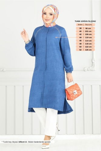 MRV H.B.S. - Taş Detay Tesettür Tunik 3124HBS932-M İndigo
