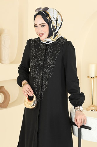 moda selvim Taş Detaylı 2 li Takım 2866SL432 Siyah - Thumbnail