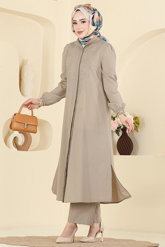 moda selvim Taş Detaylı 2 li Takım 2866SL432 Taş - Thumbnail