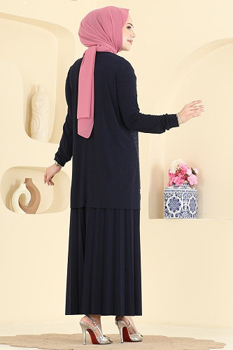 moda selvim Taş Detaylı 2 li Takım 5632ZNN863 Laci - Thumbnail