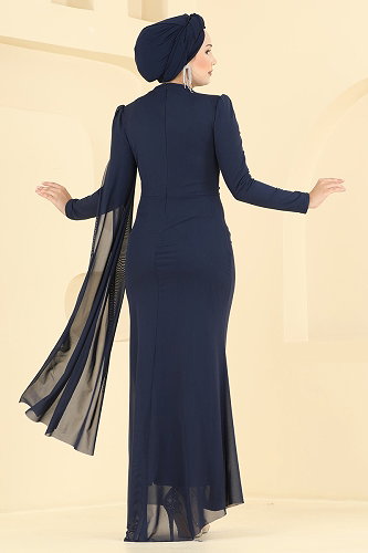 moda selvim Taş Detaylı Abiye 4786ALG474 Laci - Thumbnail