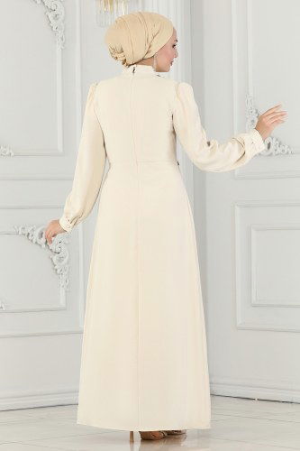 moda selvim Taş Detaylı Abiye Elbise 6147EMS872 Taş - Thumbnail