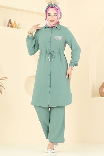 moda selvim Taş Detaylı Aerobin Takım 438DVL817 Mint - Thumbnail