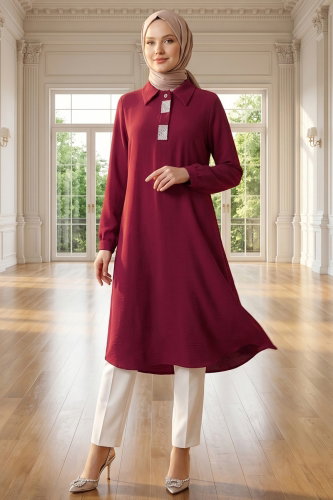 B.M.R. - Taş Detaylı Aerobin Tunik 5010BM387 Bordo