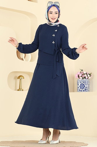 moda selvim Taş Detaylı Etekli Takım 2844SLK540 Laci - Thumbnail