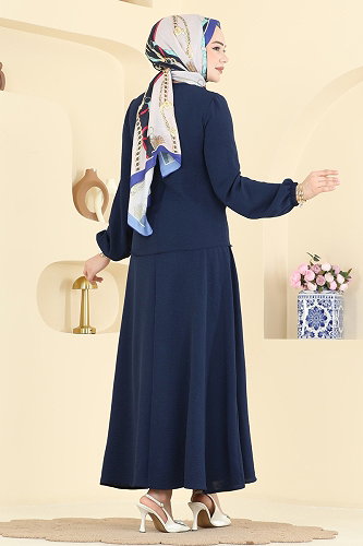 moda selvim Taş Detaylı Etekli Takım 2844SLK540 Laci - Thumbnail