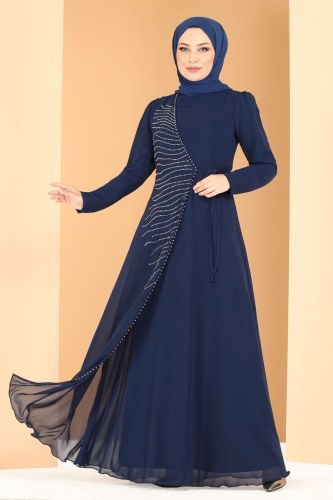 moda selvim Taş Detaylı Güneş Abiye 2205PN204 Laci - Thumbnail