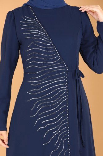 moda selvim Taş Detaylı Güneş Abiye 2205PN204 Laci - Thumbnail