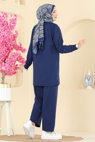 moda selvim Taş Detaylı İki İp Takım 206OZN1046 Laci - Thumbnail