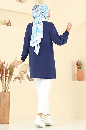 moda selvim Taş Detaylı İki İp Tunik 102OZN1046 Laci - Thumbnail