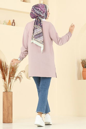 moda selvim Taş Detaylı İki İp Tunik 102OZN1046 Vizyon - Thumbnail