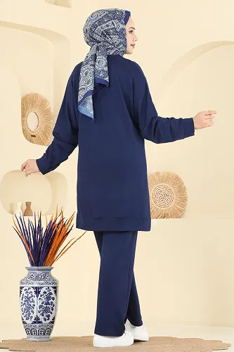 moda selvim Taş Detaylı İki İplik Takım 2744AYD574 Laci - Thumbnail