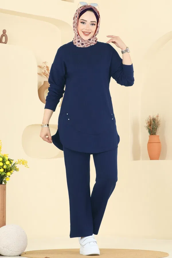 Modaselvim Kombin Taş Detaylı İkili Takım 2728AYD574 Açık Laci