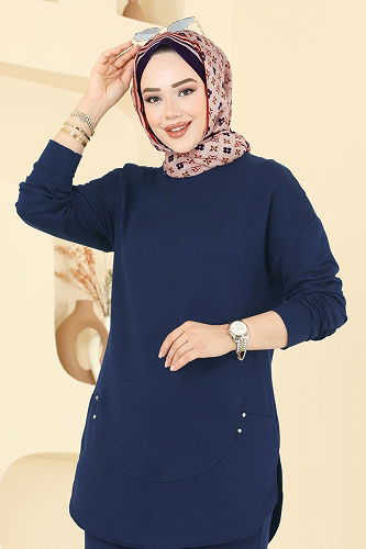 moda selvim Taş Detaylı İkili Takım 2728AYD574 Açık Laci - Thumbnail