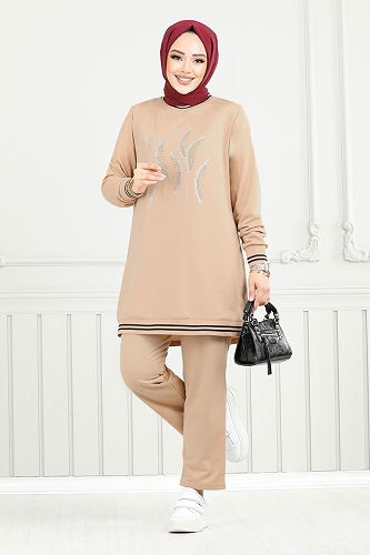 moda selvim Taş Detaylı İkili Takım 9116PL940-M Vizyon - Thumbnail