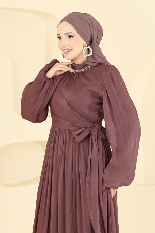 Modaselvim ABİYE Taş Detaylı Işıltılı Abiye 8162AB368 Gül Kurusu