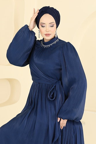 moda selvim Taş Detaylı Işıltılı Abiye 8162AB368 Laci - Thumbnail