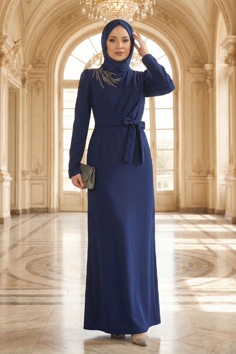 Taş Detaylı Krep Elbise 0846LVA1173 Laci
