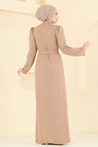 moda selvim Taş Detaylı Krep Elbise 0846LVA1173 Vizyon - Thumbnail