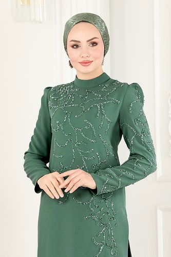 moda selvim Taş Detaylı Krep Takım 5771AB368 Mint - Thumbnail