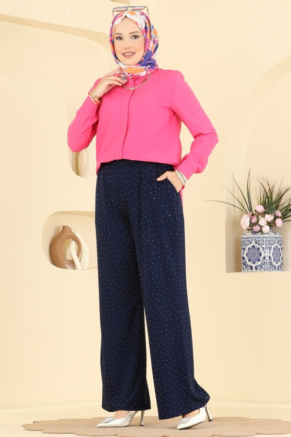 Modaselvim Pantolon Taş Detaylı Modal Pantolon 5674ZNNK1102 Laci