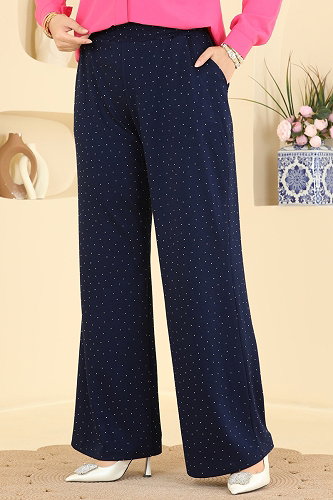 moda selvim Taş Detaylı Modal Pantolon 5674ZNNK1102 Laci - Thumbnail