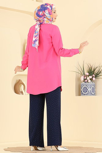 moda selvim Taş Detaylı Modal Pantolon 5674ZNNK1102 Laci - Thumbnail