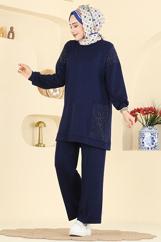 moda selvim Taş Detaylı Modal Takım 3265HBS856 Laci - Thumbnail