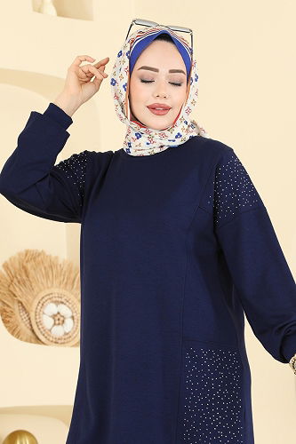 moda selvim Taş Detaylı Modal Takım 3265HBS856 Laci - Thumbnail