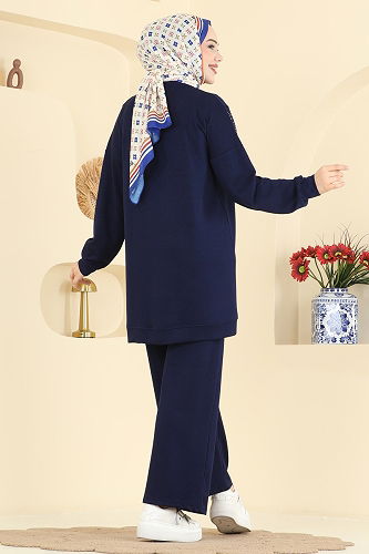 moda selvim Taş Detaylı Modal Takım 3265HBS856 Laci - Thumbnail