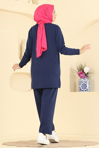 moda selvim Taş Detaylı Rahat 2 li Takım 2802TPK1167 Laci - Thumbnail