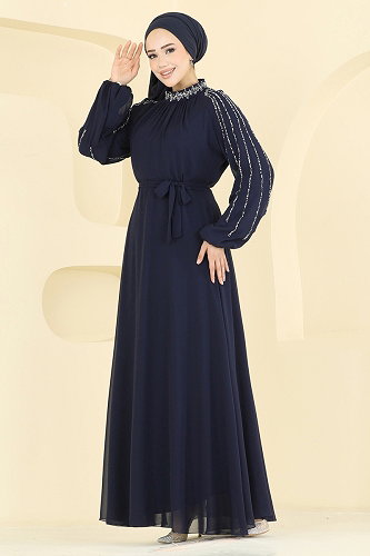 moda selvim Taş Detaylı Şık Abiye 5819EDFK1198 Laci - Thumbnail