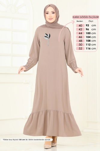 moda selvim Taş Detaylı Şık Elbise 3077HBS856 Vizyon - Thumbnail