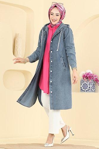 moda selvim Taş Detaylı Şık Kap 1309ORG1169 Açık Kot - Thumbnail