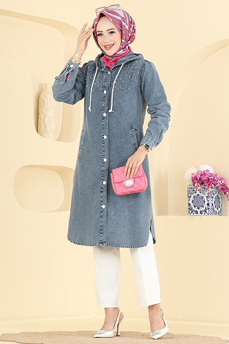 moda selvim Taş Detaylı Şık Kap 1309ORG1169 Açık Kot - Thumbnail