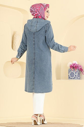 moda selvim Taş Detaylı Şık Kap 1309ORG1169 Açık Kot - Thumbnail
