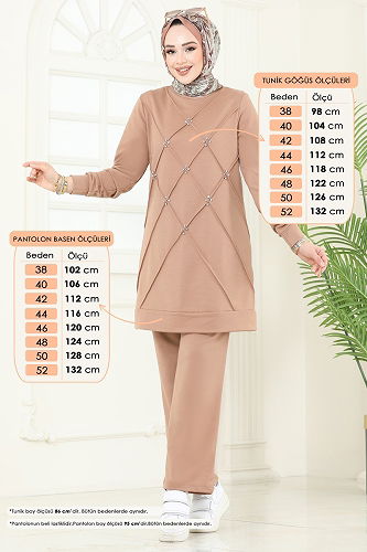 moda selvim Taş Detaylı Şık Takım 2578SL432 Vizyon - Thumbnail