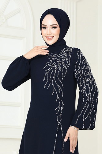 moda selvim Taş Detaylı Şık Takım 5957AB368 Koyu Laci - Thumbnail