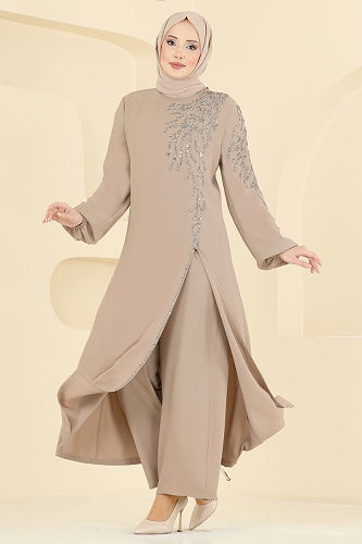 moda selvim Taş Detaylı Şık Takım 5957AB368 Taş - Thumbnail