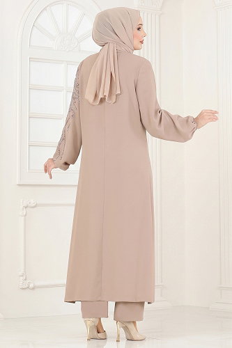 moda selvim Taş Detaylı Şık Takım 5957AB368 Taş - Thumbnail