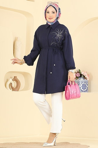 moda selvim Taş Detaylı Şık Tunik 2924SLK540 Laci - Thumbnail