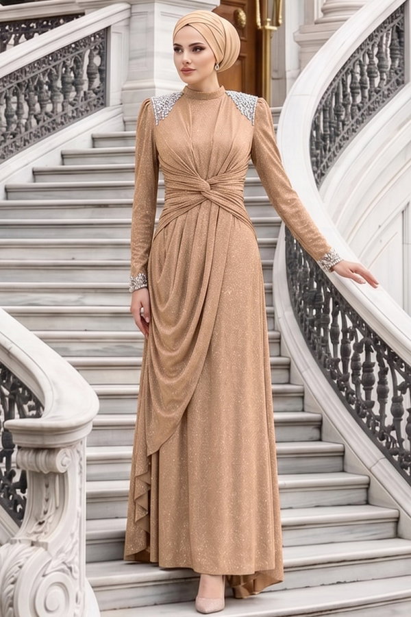 Modaselvim ABİYE Taş Detaylı Simli Abiye 119DMNK1166 Vizyon